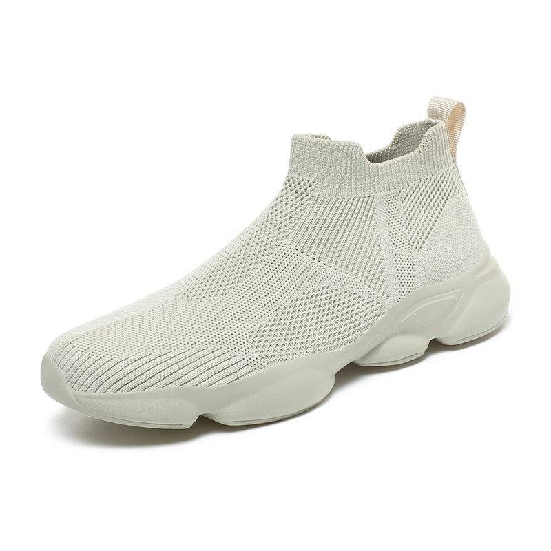 Czarne sneakersy za kostkę z dzianiny dla mężczyzn, pełny widok produktu
