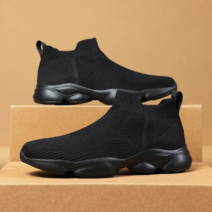 Męskie Sneakersy Za Kostkę Z Dzianiny Czarne