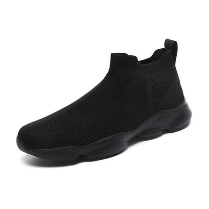 Męskie czarne sneakersy z elastyczną dzianiną, detal konstrukcji