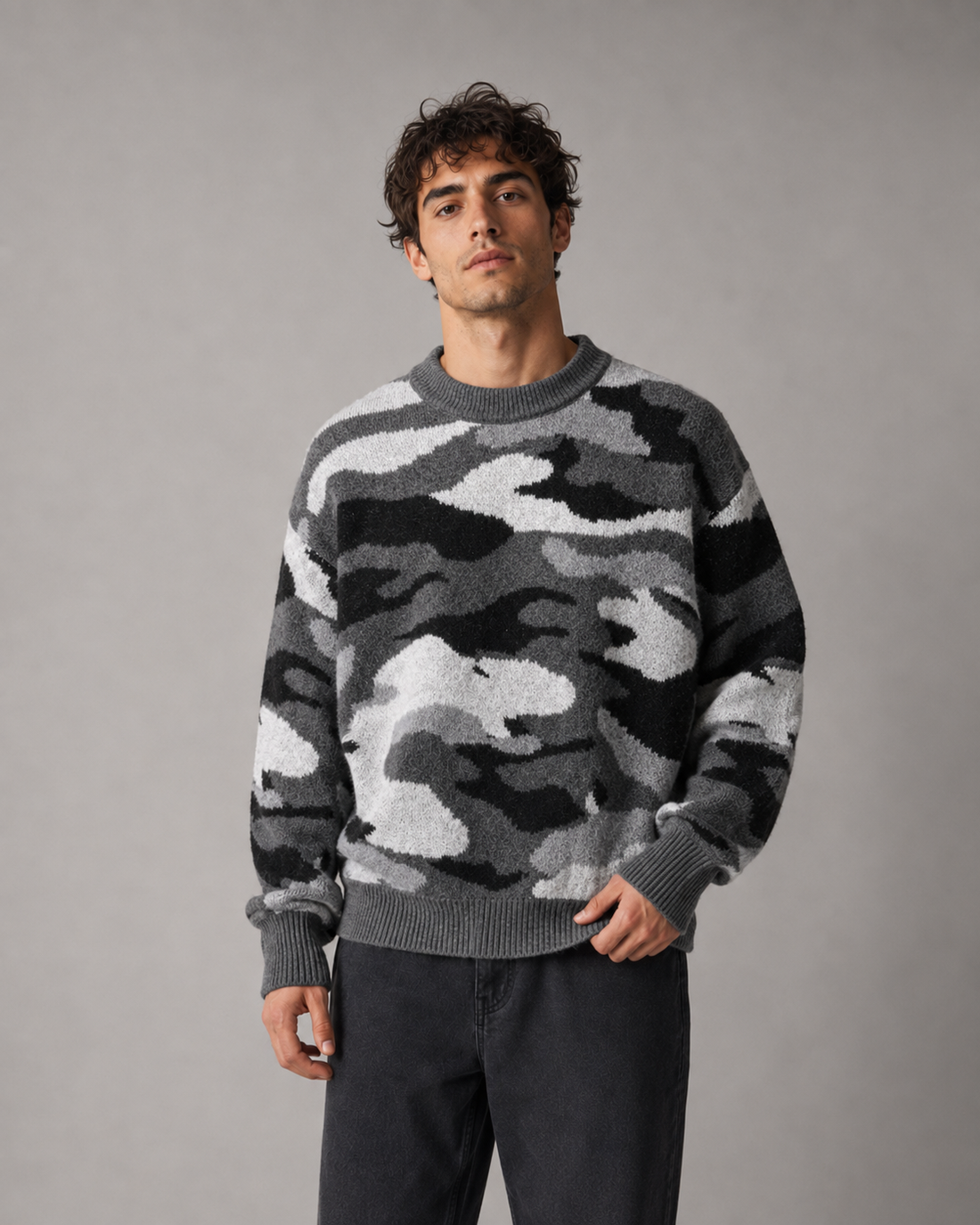 Męski Sweter Dzianinowy Moro O Luźnym Kroju