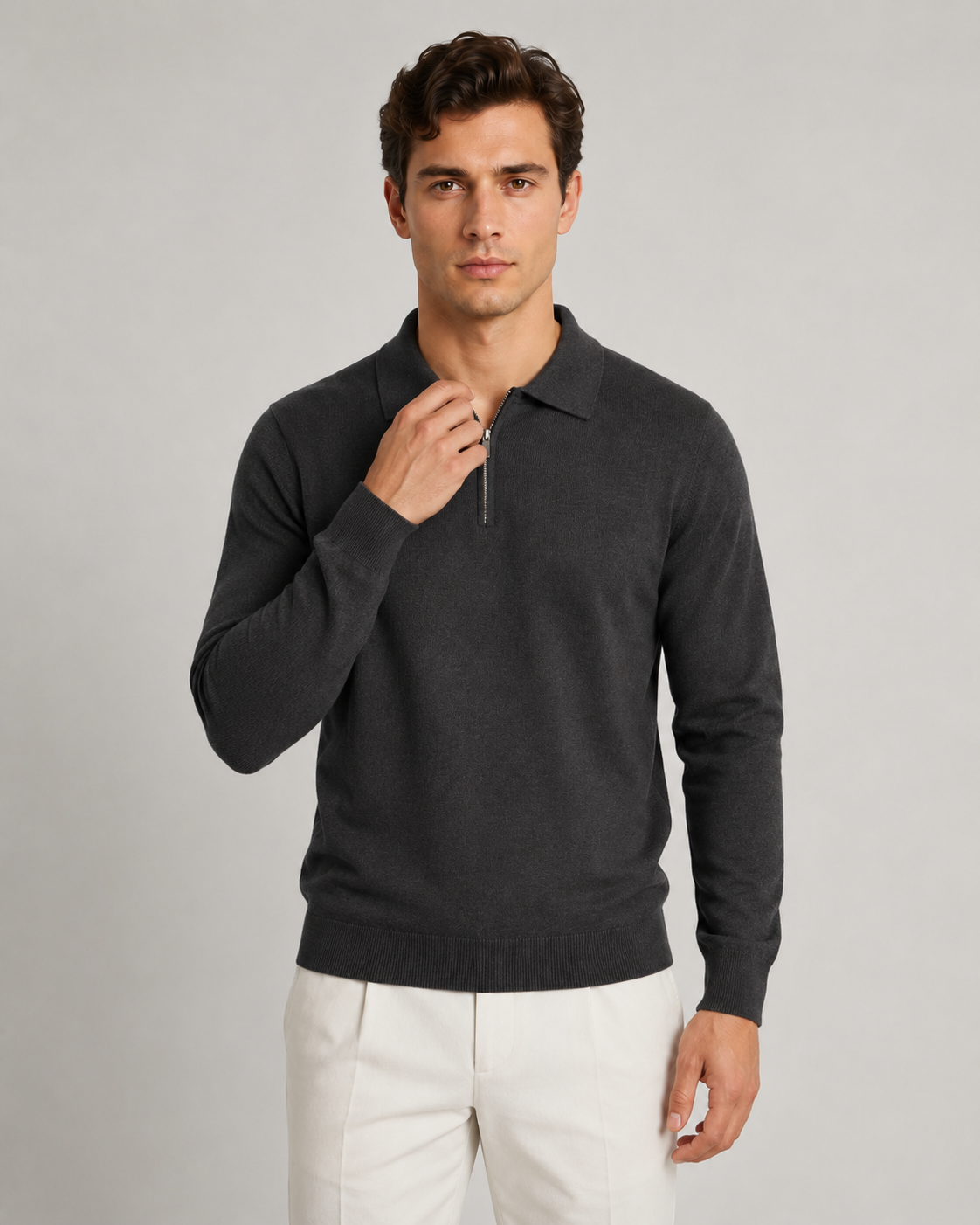 Męski sweter polo o klasycznym kroju