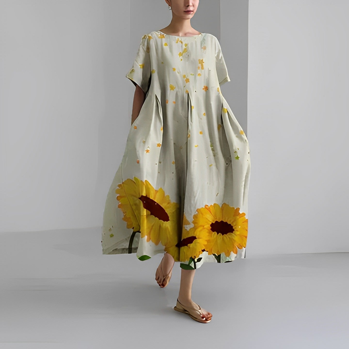 Naomi - Sukienka boho maxi z kwiatami, idealna na wiosnę