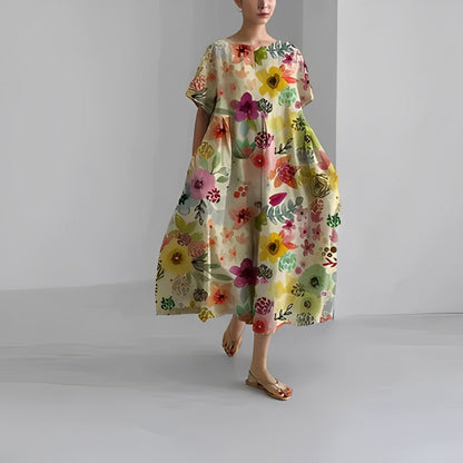 Naomi - Sukienka boho maxi z kwiatami, idealna na wiosnę