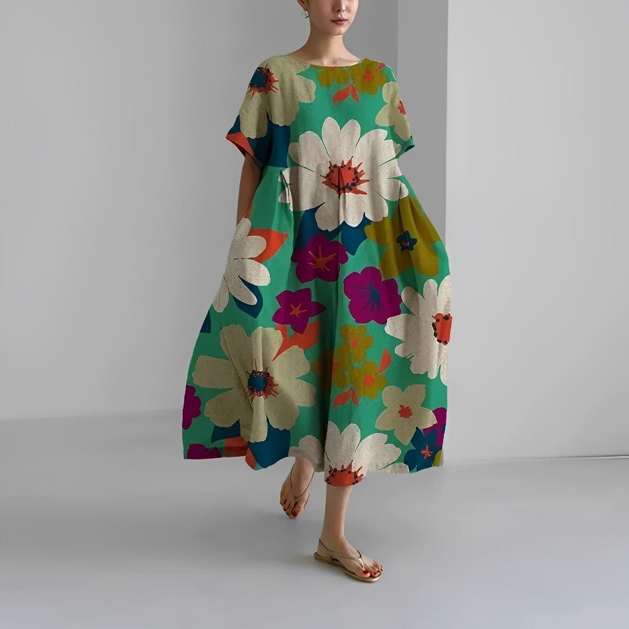 Naomi - Sukienka boho maxi z kwiatami, idealna na wiosnę