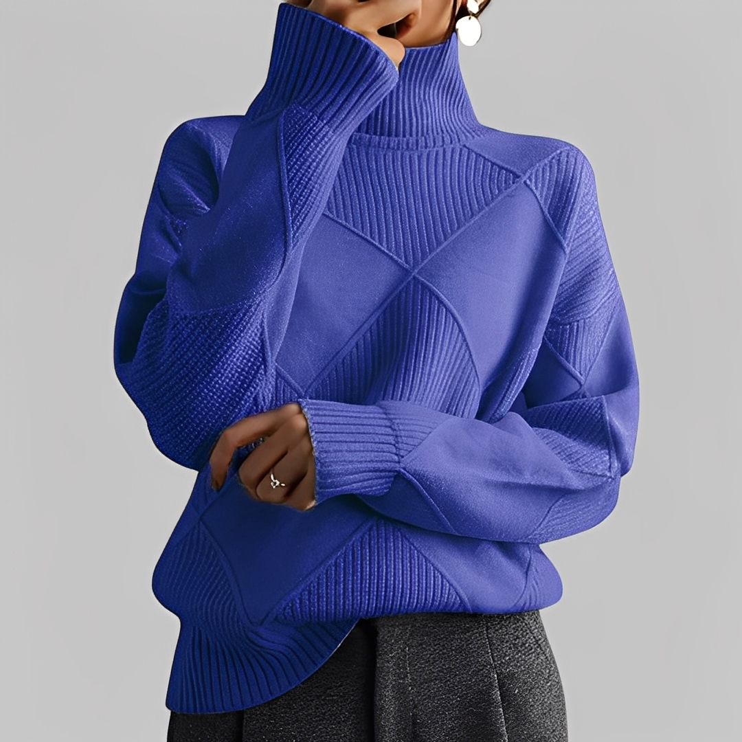 Mariette - Damski sweter oversize z golfem na zimę