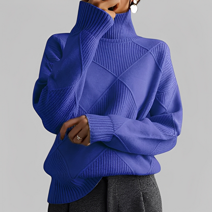 Mariette - Damski sweter oversize z golfem na zimę