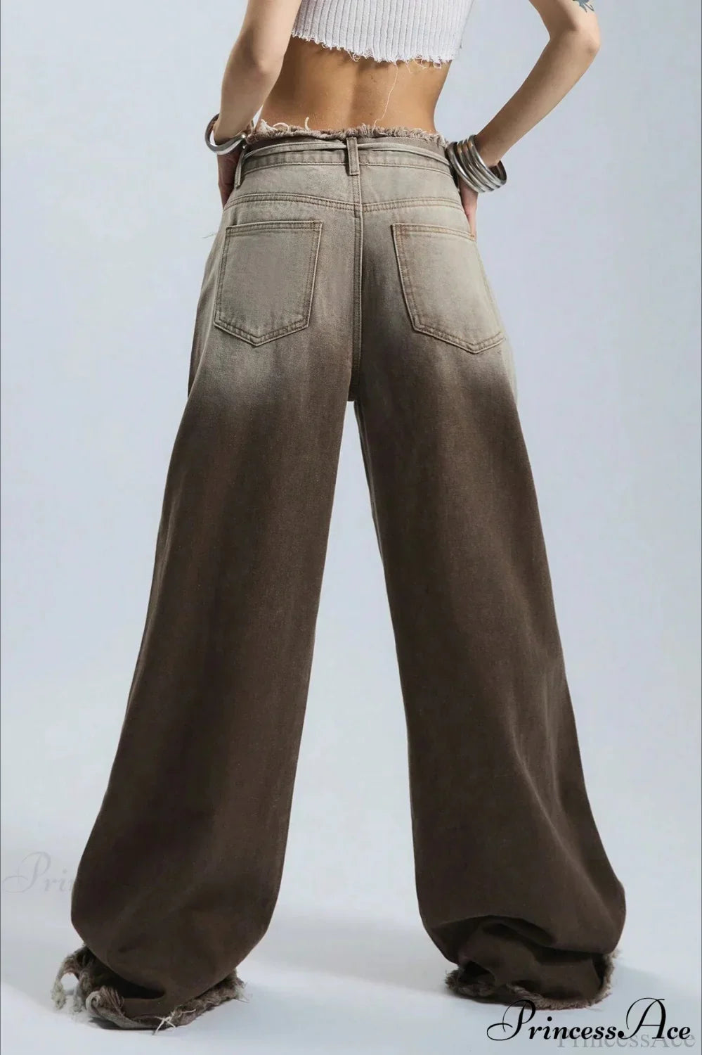 Damskie jeansy retro ombre w stylizacji casual