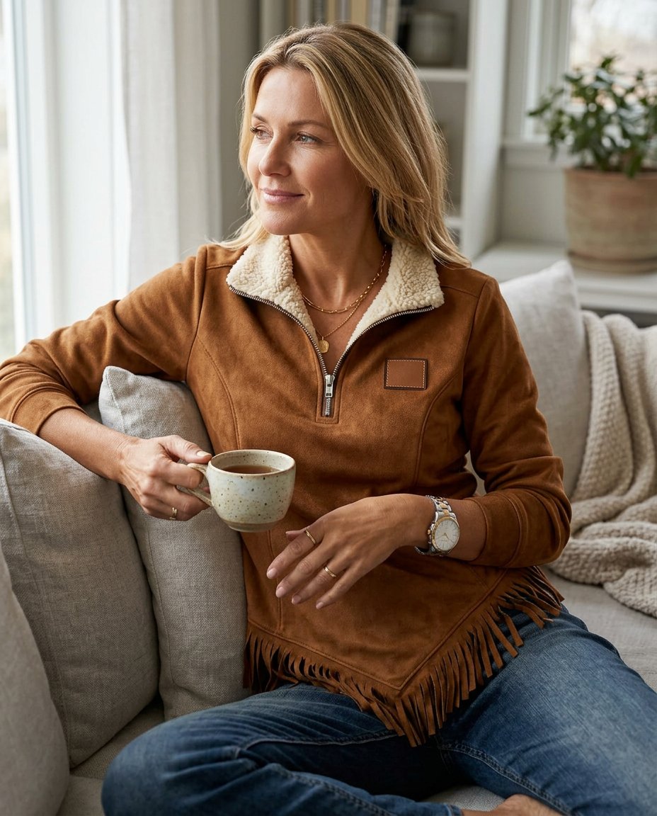 Widok z przodu damskiej bluzy half zip