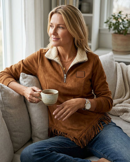 Widok z przodu damskiej bluzy half zip
