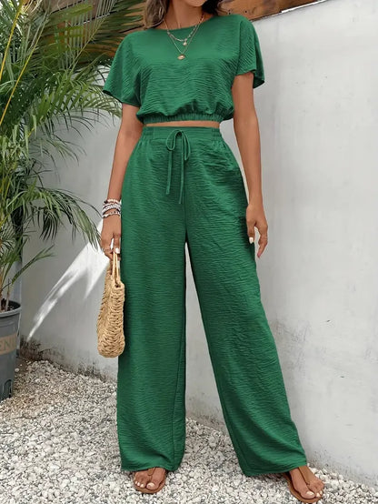 Codzienny zestaw luźny crop top i długie spodnie