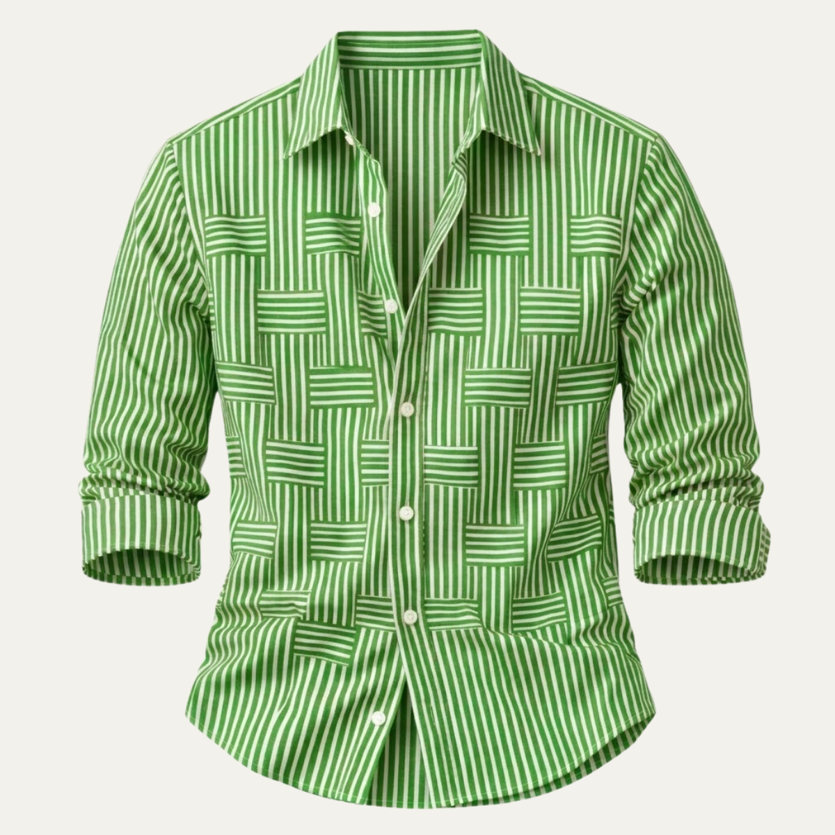 Koszula smart casual męska w paski, detal mankietu