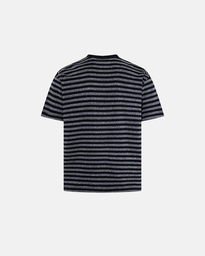 Damski t-shirt Henley w paski o luźnym kroju w stylizacji codziennej