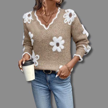 Damski sweter dzianinowy w stylizacji casual