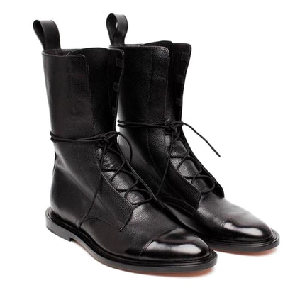 Damskie botki sznurowane w stylu combat z noskiem