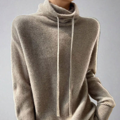 Damski sweter oversize z regulowanym golfem
